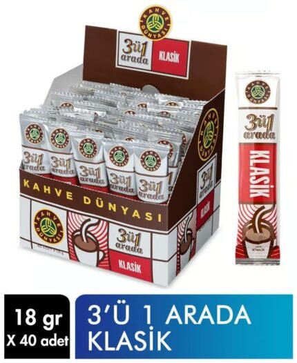 Kahve Dunyasi Hazir Kahve 18 gr X 40'li Paket 3'u 1 Arada Klasik